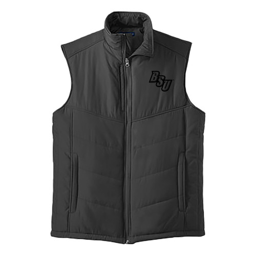  Black Puffer Vest - BSU Diagonal Wordmark - TONE
