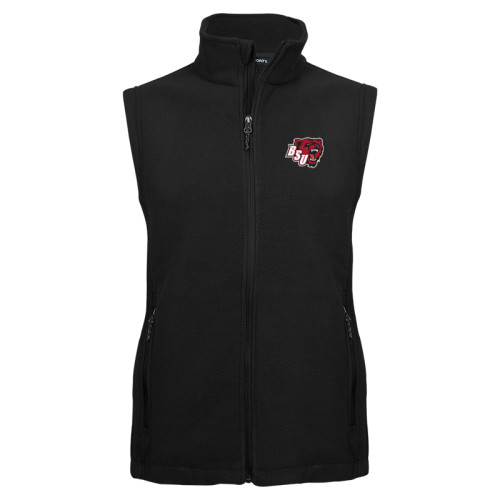  Black Fleece Full Zip Vest - BSU w/ Bear Head