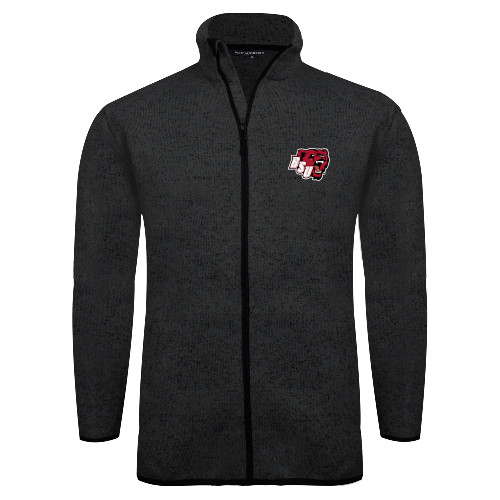  Black Heather  Sweater Fleece Jacket - BSU w/ Bear Head