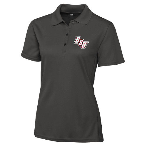  C&B Womens Dark Grey Clique Ice Pique Polo - BSU Diagonal Wordmark