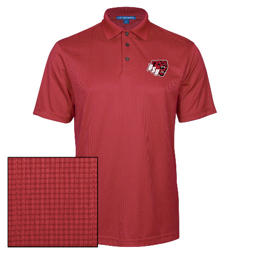  Red Performance Fine Jacquard Polo - BSU w/ Bear Head