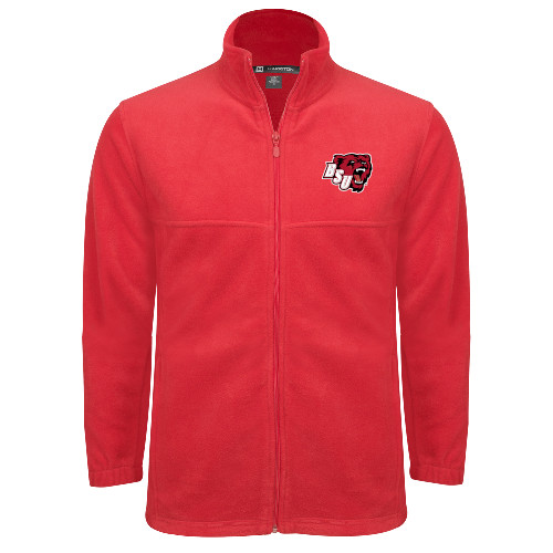  Red Fleece Full Zip Jacket - BSU w/ Bear Head