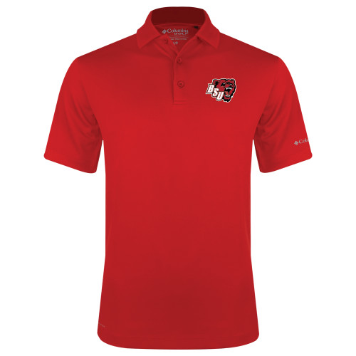  Columbia Red Omni Wick Drive Polo - BSU w/ Bear Head