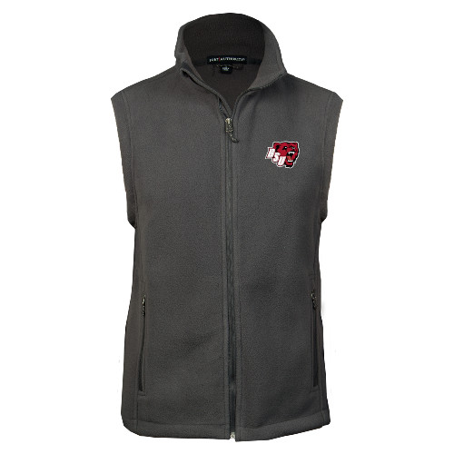  Charcoal Fleece Full Zip Vest - BSU w/ Bear Head