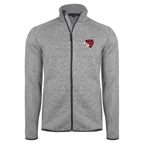  Grey Heather Sweater Fleece Jacket - BSU w/ Bear Head