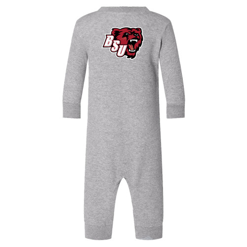  Heather Grey Fleece Onesie - BSU Bear Head