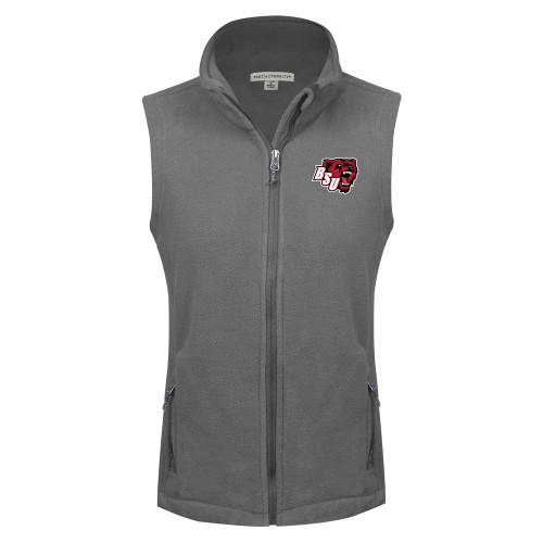  Womens Charcoal Fleece Full Zip Vest - BSU Bear Head