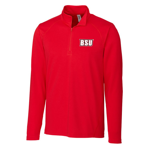  C&B Red Clique Ice Pique Half Zip - BSU Wordmark