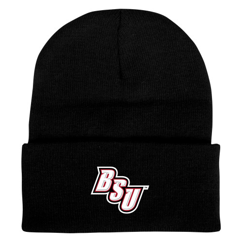  Black Knit Beanie w/Cuff - BSU Diagonal Wordmark