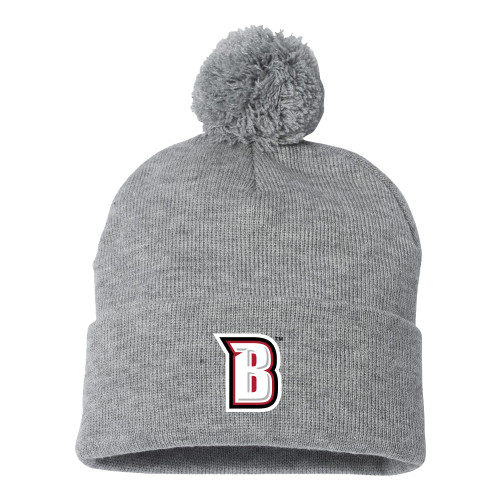  Sportsman Heather Grey Pom Pom Cuffed Beanie - Bridgewater State B