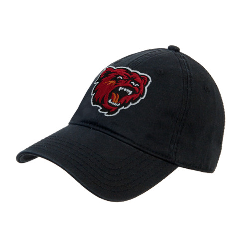  Black Unstructured Adjustable Low Profile Hat - Bear Head