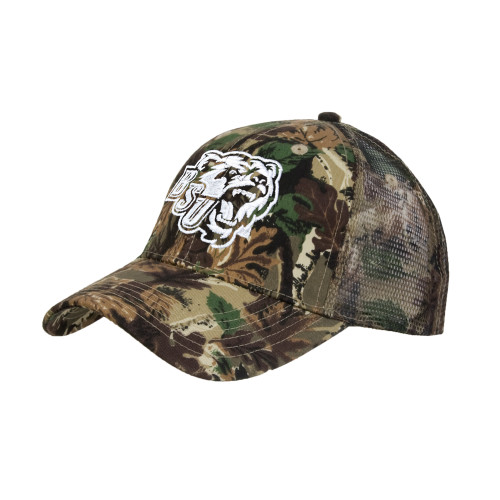  Camo Pro Style Mesh Back Structured Hat - BSU w/ Bear Head