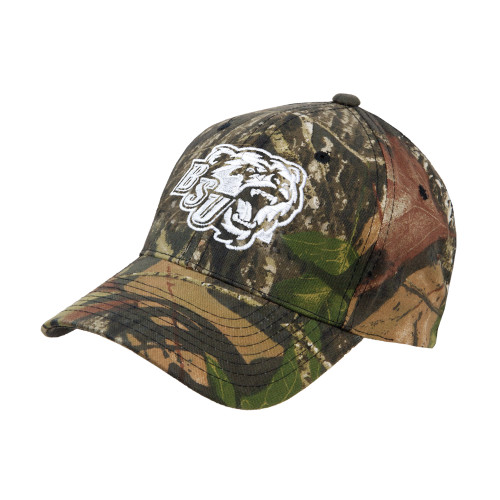  Mossy Oak Camo Structured Adjustable Cap - BSU w/ Bear Head