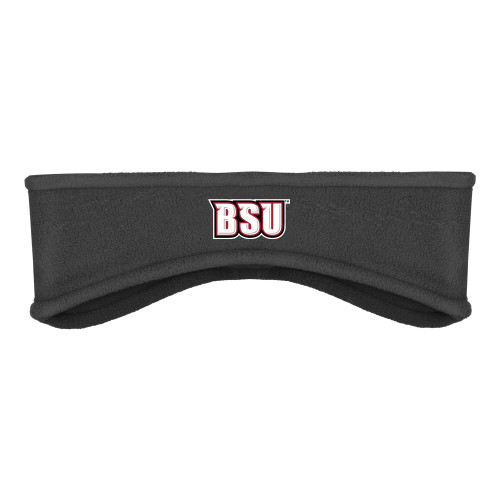  Charcoal Stretch Fleece Headband - BSU Wordmark