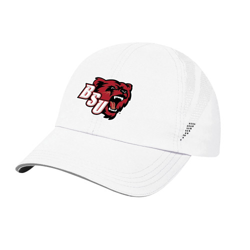  Womens White Performance Cap - BSU w/ Bear Head