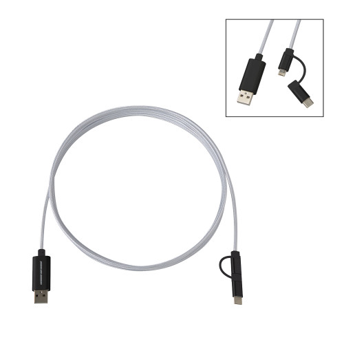 Bridgewater 3 in 1 10 ft. Braided Silver Charging Cable