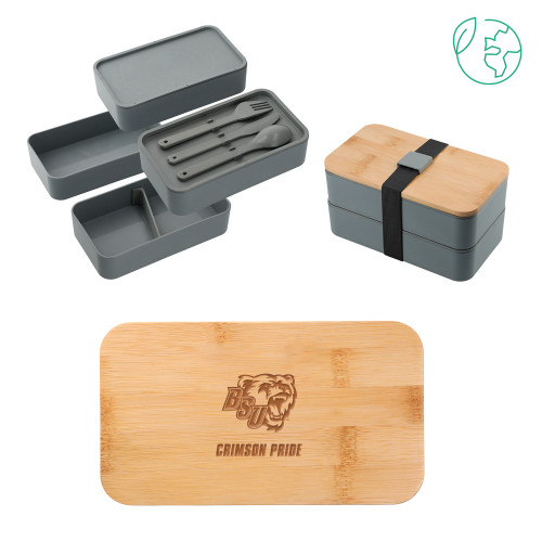 Bridgewater Stackable Bamboo Fiber Gray Bento Box