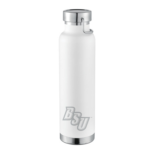  Thor Copper Vacuum Insulated White Bottle 22oz - BSU Diagonal Wordmark Engraved