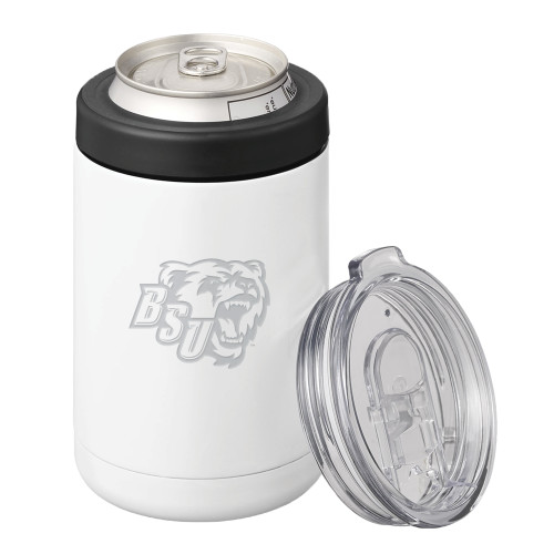  2 in 1 White Can Cooler Tumbler 12oz - BSU Bear Head Engraved