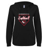 Thumbnail image for  ENZA Womens Black V Notch Raw Edge Fleece Hoodie