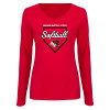 Thumbnail image for  Womens Red Long Sleeve V Neck Tee
