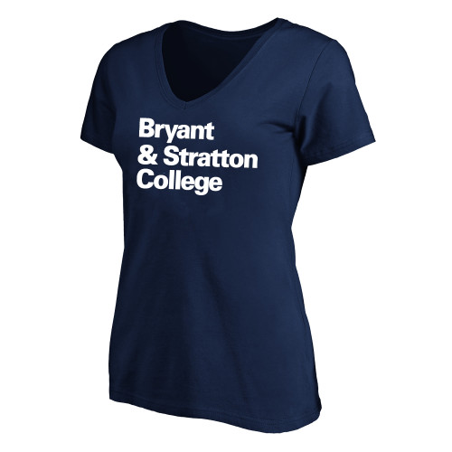  Womens Plus Navy V Neck T Shirt - B&SC Institutional Three Line Justified - PLUS