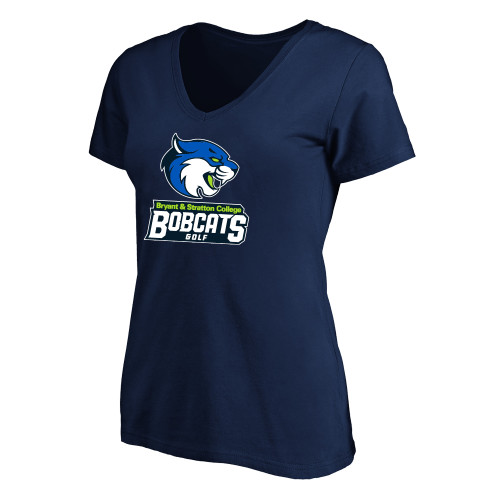  Womens Plus Navy V Neck T Shirt - B&SC Bobcats Golf - PLUS