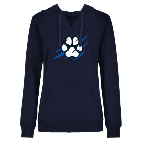  Womens Plus Navy Hoodie - B&SC - Blue Paw - PLUS