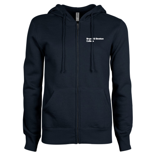  ENZA Womens Navy Fleece Full Zip Hoodie - B&SC Institutional Two Line Justified