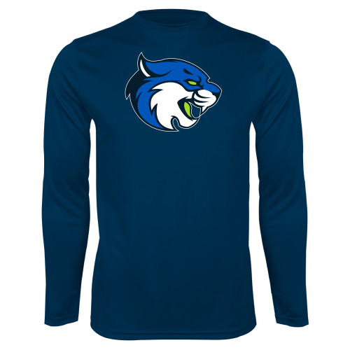  Navy Performance Long Sleeve Shirt - B&SC - Bobcat Head
