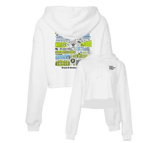  Bella + Canvas Womens White Cropped Fleece Hood - College Collective