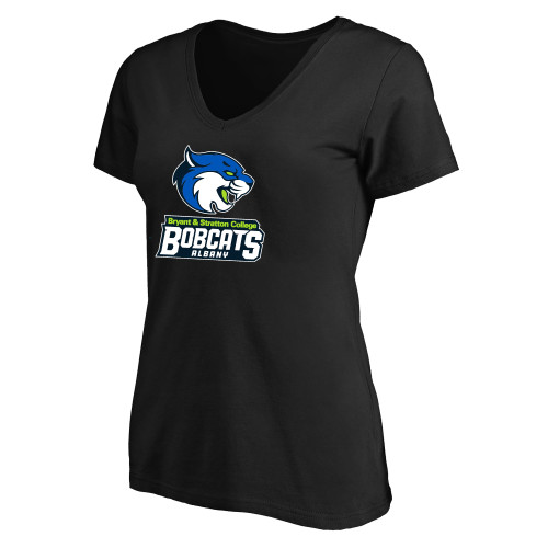  Womens Plus Black V Neck T Shirt - B&SC Bobcats Albany - PLUS