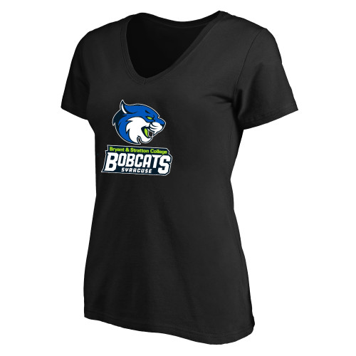  Womens Plus Black V Neck T Shirt - B&SC Bobcats Syracuse - PLUS