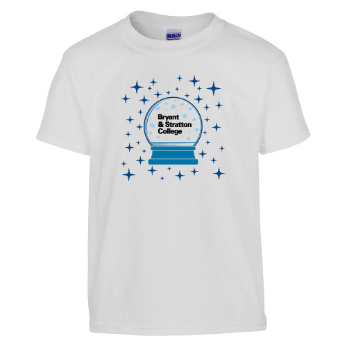  Youth White T Shirt - Bryant Stratton College Snow Globe