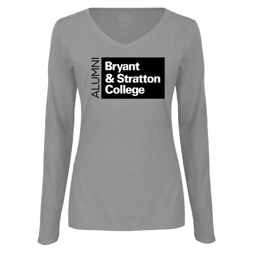  Womens Grey Long Sleeve V Neck Tee  - B&SC Alumni