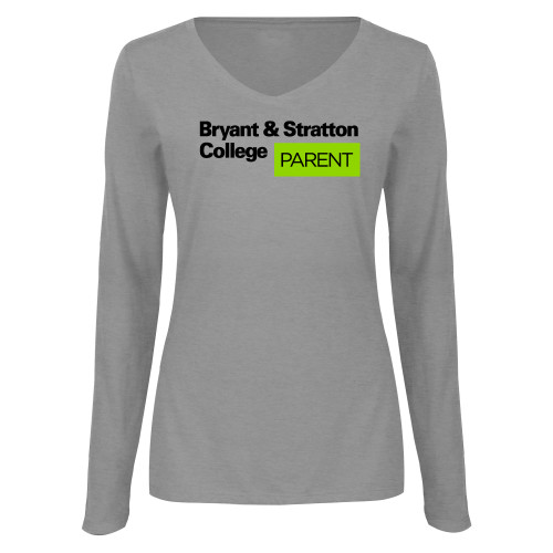  Womens Grey Long Sleeve V Neck Tee  - B&SC Parent