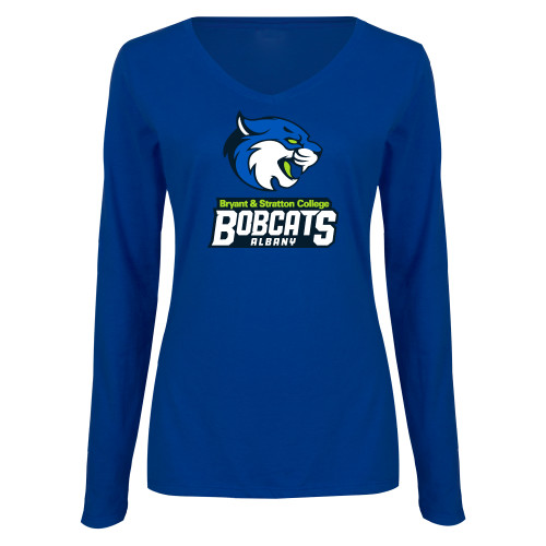  Womens Royal Long Sleeve V Neck Tee  - B&SC Bobcats Albany