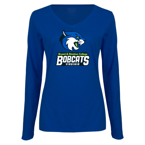  Womens Royal Long Sleeve V Neck Tee  - B&SC Bobcats Virginia