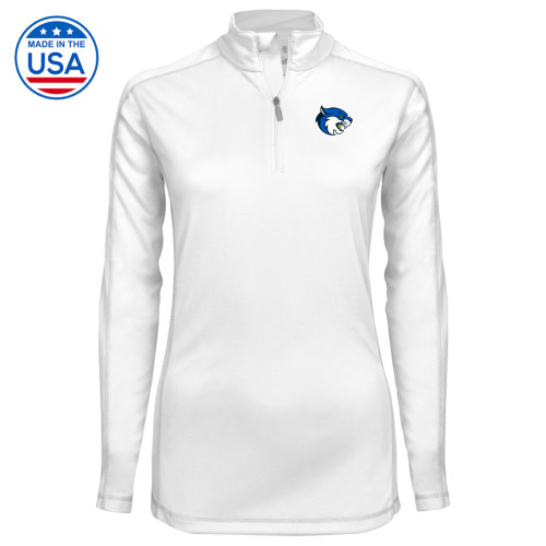  Syntrel Womens White Interlock 1/4 Zip - B&SC - Bobcat