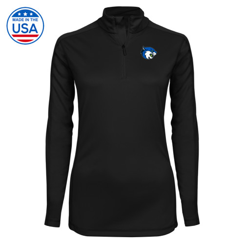 Syntrel Womens Black Interlock 1/4 Zip - B&SC - Bobcat