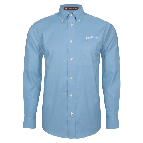  Light Blue Oxford Long Sleeve Shirt - B&SC Institutional Two Line Justified