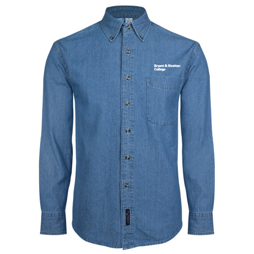  Denim Shirt Long Sleeve - B&SC Institutional Two Line Justified