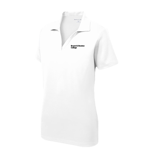  Womens White Dry Mesh Polo - B&SC Institutional Two Line Justified