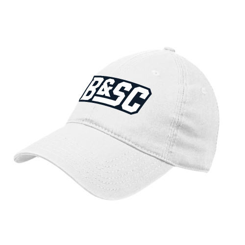  White Unstructured Adjustable Low Profile Hat - B&SC - Monogram