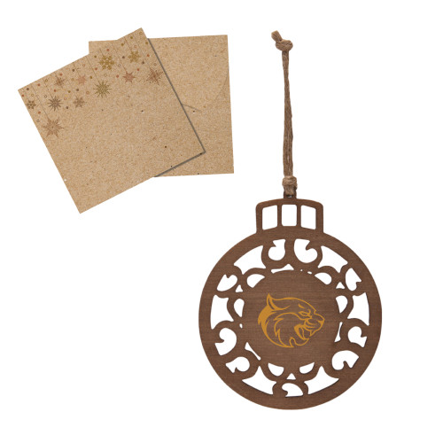  Wood Holiday Ball Ornament - B&SC - Bobcat Head 