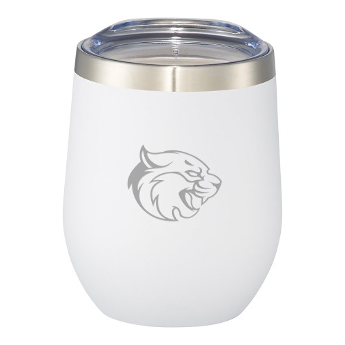  Corzo Vacuum Insulated White Cup 12oz - B&SC - Bobcat Head 
