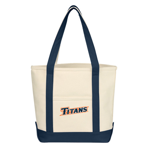  Cotton Canvas Natural/Navy Tote Bag - CSUF Titans Athletic Mark