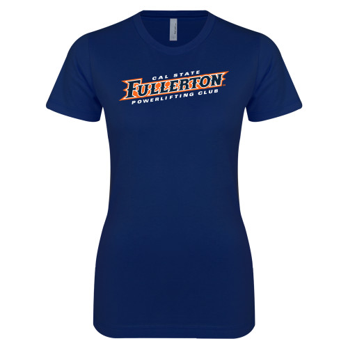  Next Level Womens Navy Boyfriend Tee - Powerlifting Club - Cal State Fullerton