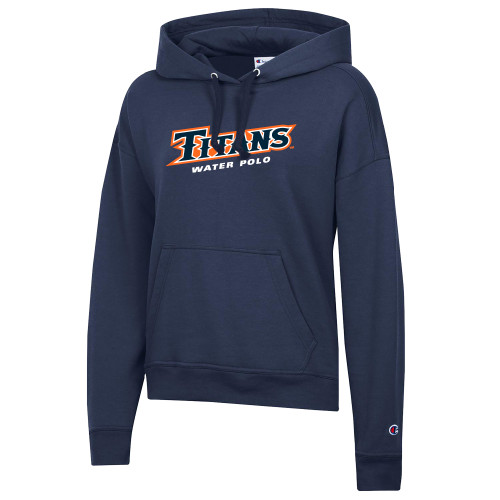  Champion Womens Navy Powerblend Pullover Hood - Titans Water Polo