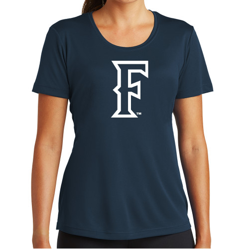  Womens Navy Performance Tee - CSUF Athletic Mark